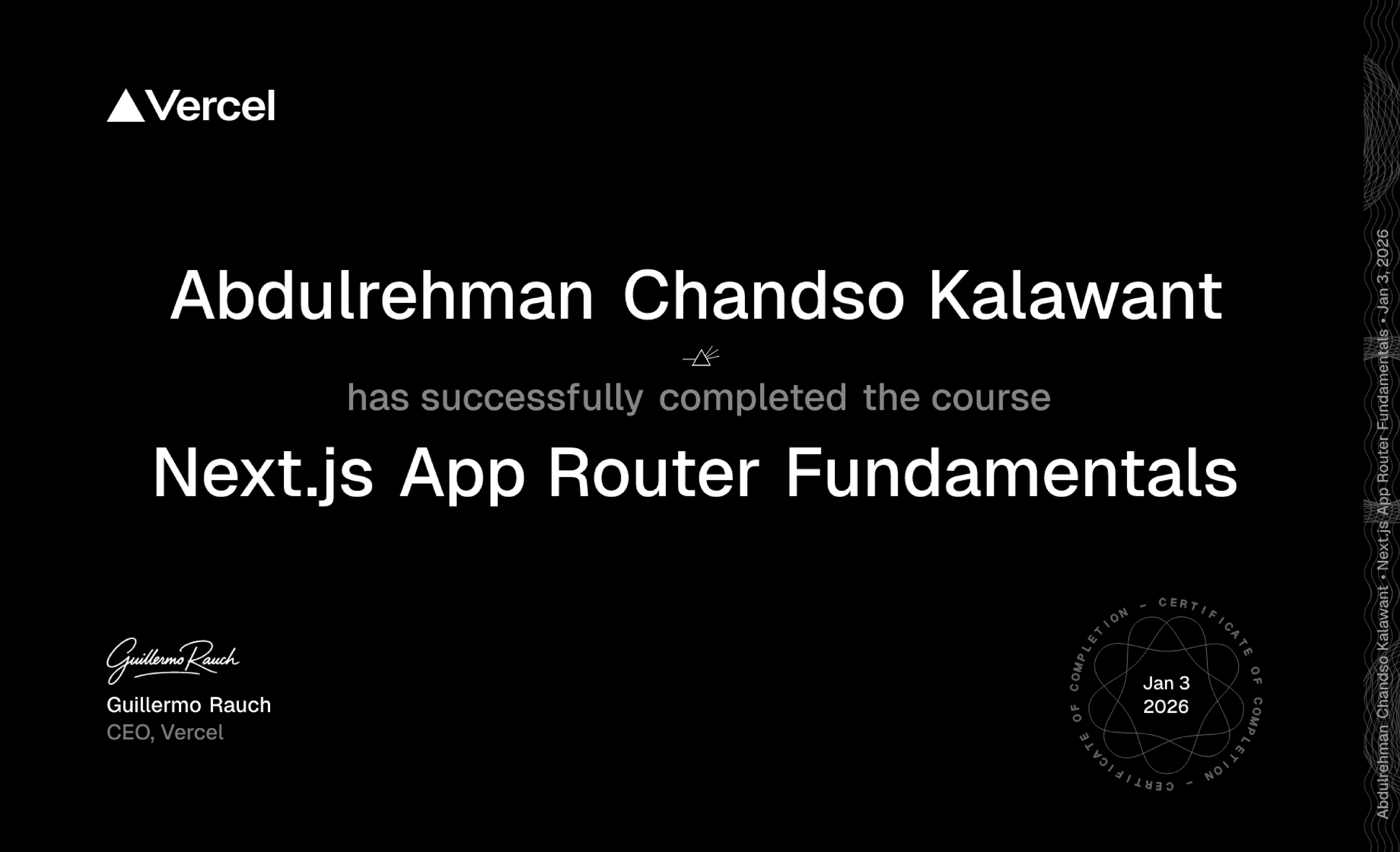 Next.js App Router Fundamentals course